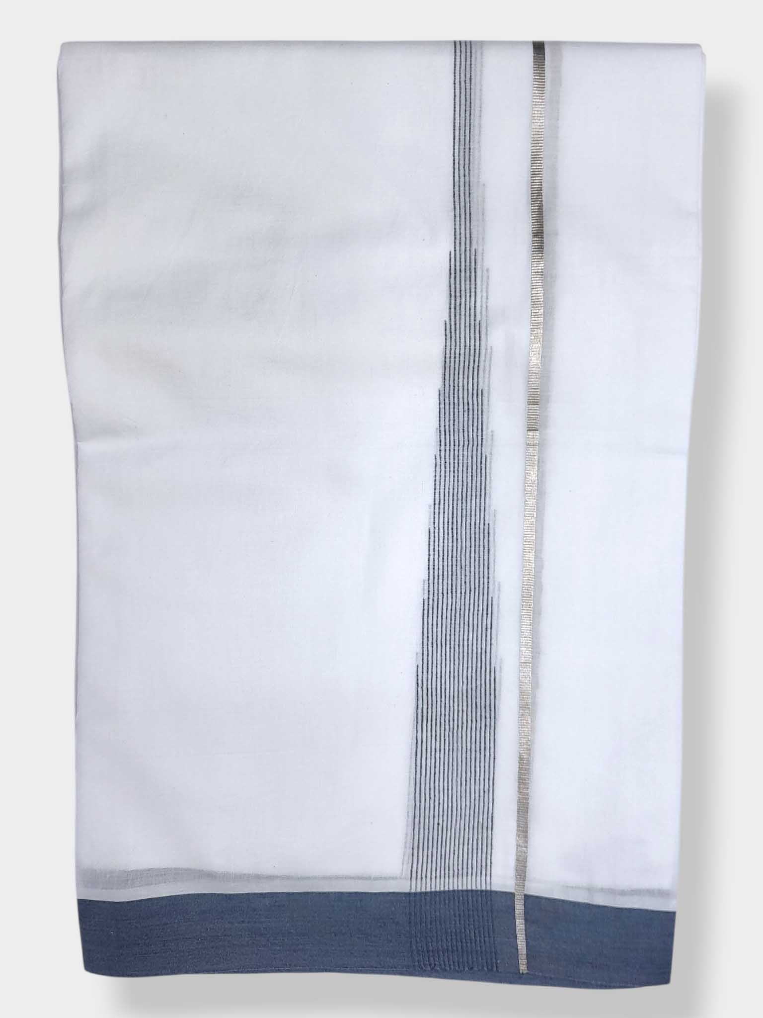 Pure White Cotton Men's Double Dhoti