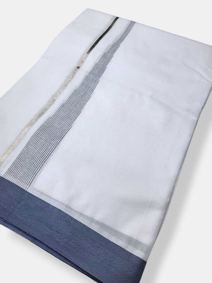 Pure White Cotton Men's Double Dhoti
