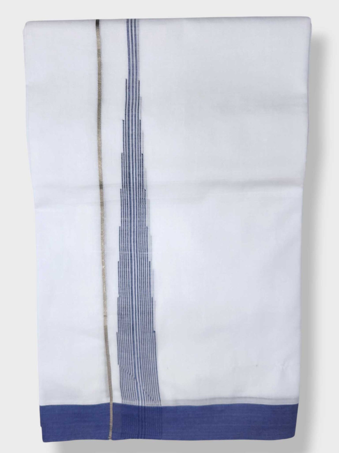 Pure White Cotton Men's Double Dhoti