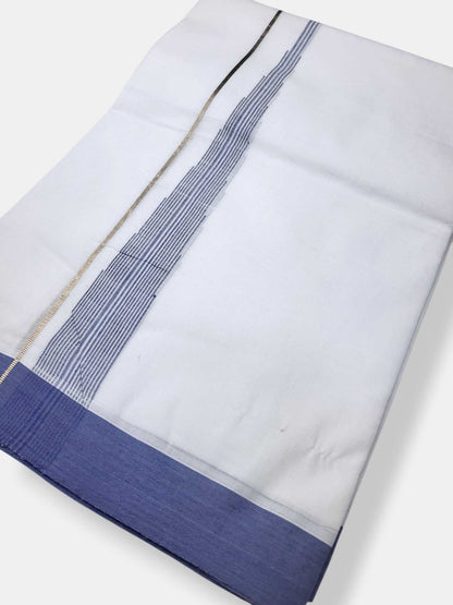 Pure White Cotton Men's Double Dhoti
