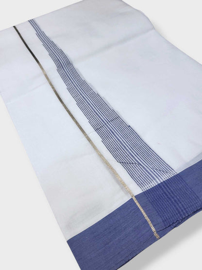 Pure White Cotton Men's Double Dhoti