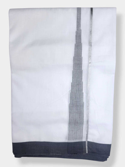 Pure White Cotton Men's Double Dhoti