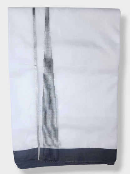 Pure White Cotton Men's Double Dhoti
