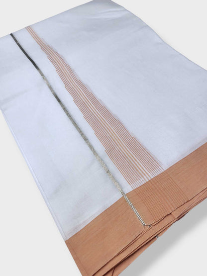 Pure White Cotton Men's Double Dhoti