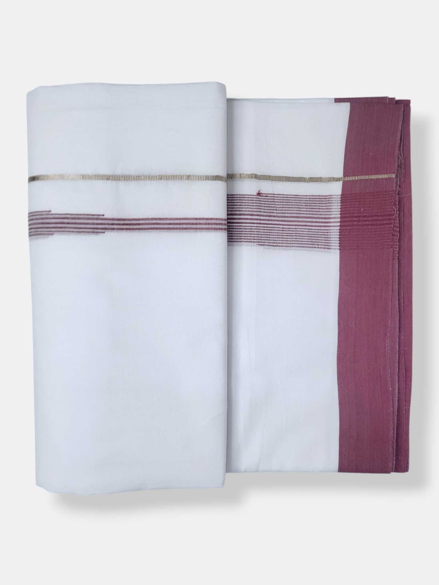 Pure White Cotton Men's Double Dhoti