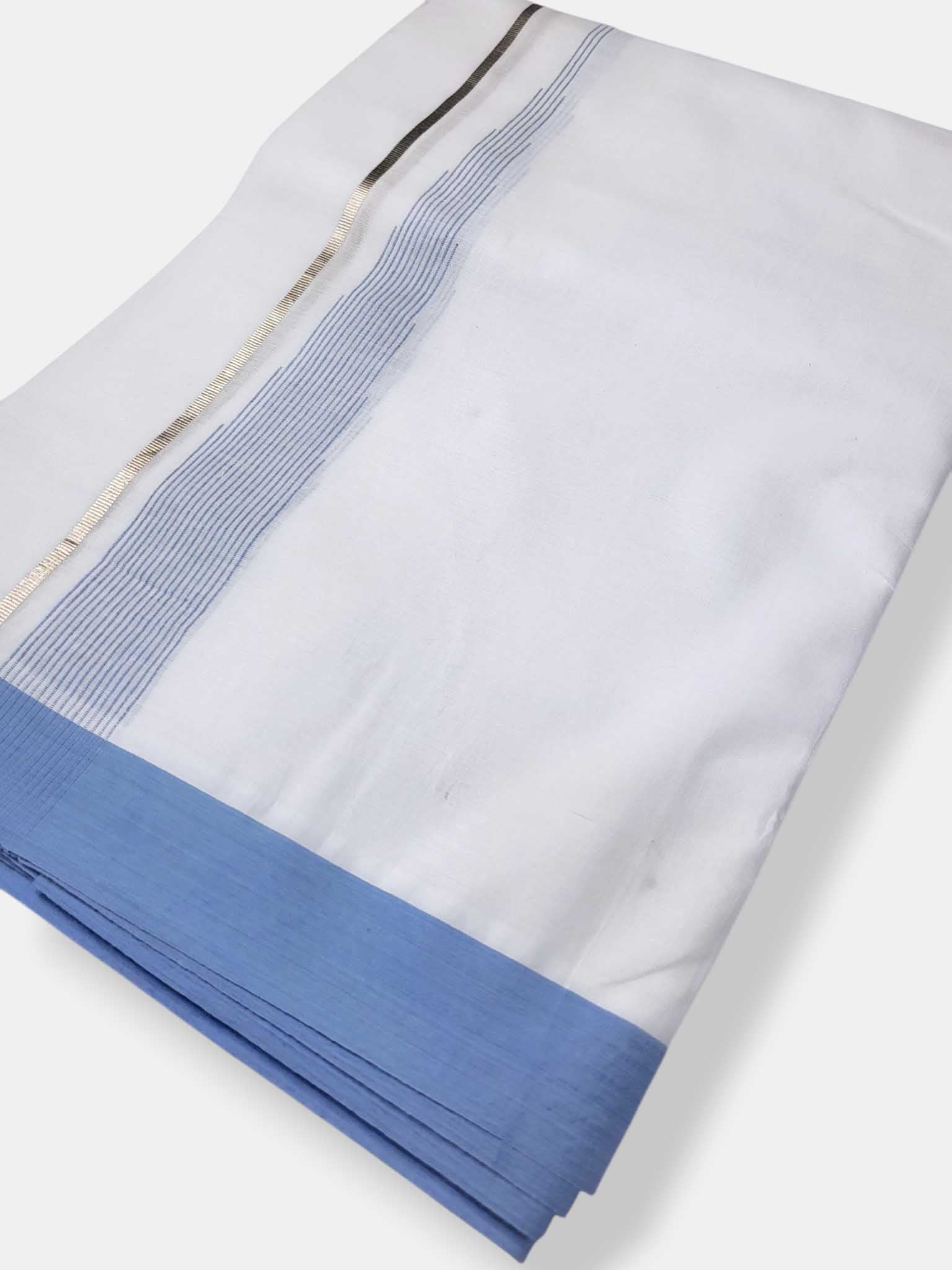 Pure White Cotton Men's Double Dhoti