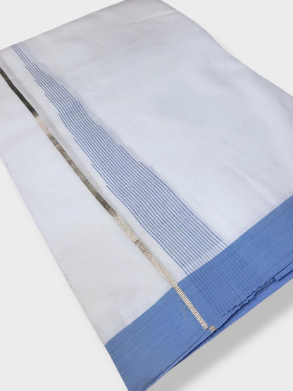 Pure White Cotton Men's Double Dhoti