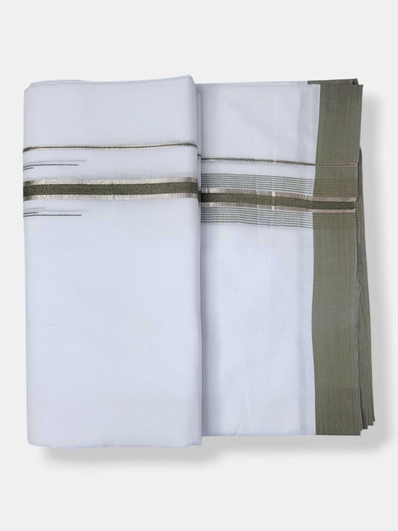 Pure White Cotton Men's Double Dhoti