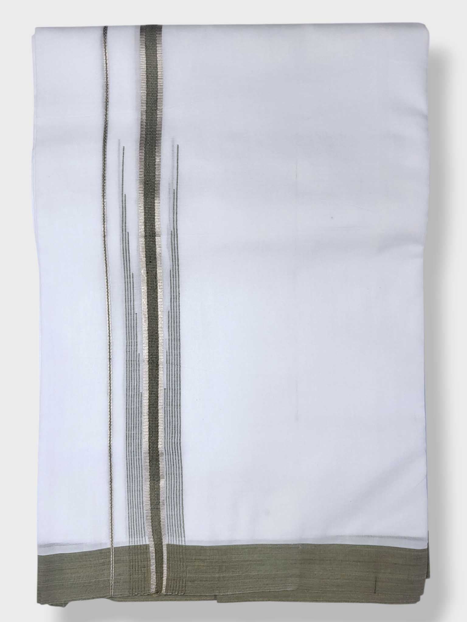 Pure White Cotton Men's Double Dhoti