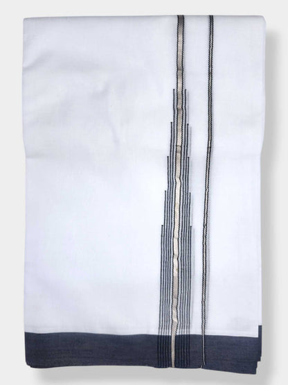 Pure White Cotton Men's Double Dhoti