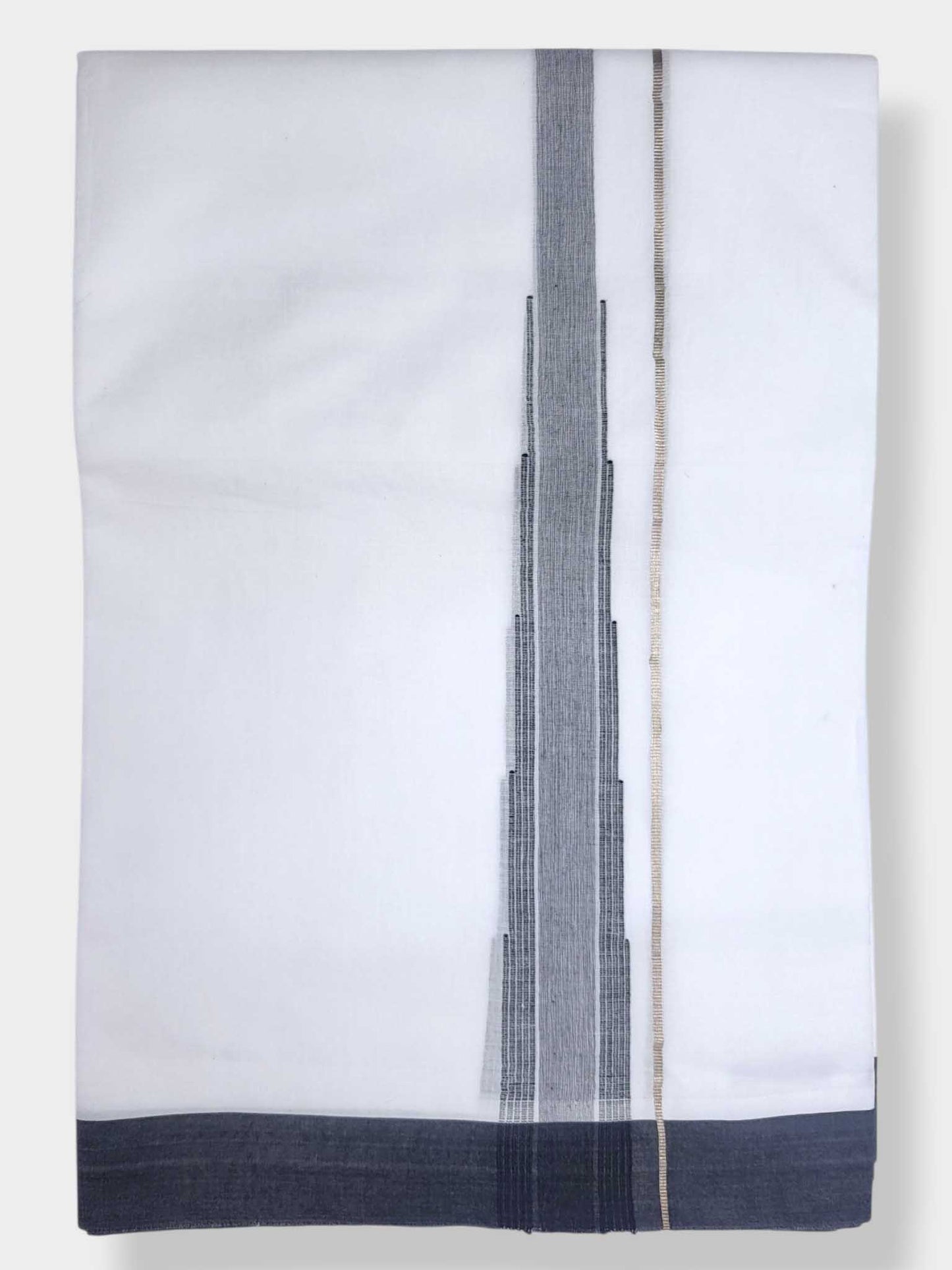 Pure White Cotton Men's Double Dhoti
