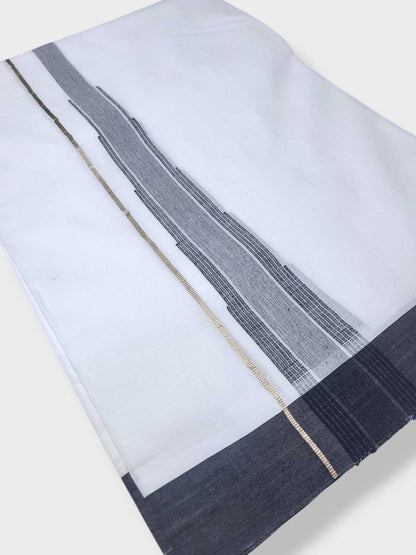 Pure White Cotton Men's Double Dhoti