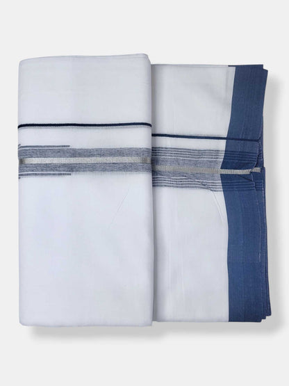 Pure White Cotton Men's Double Dhoti