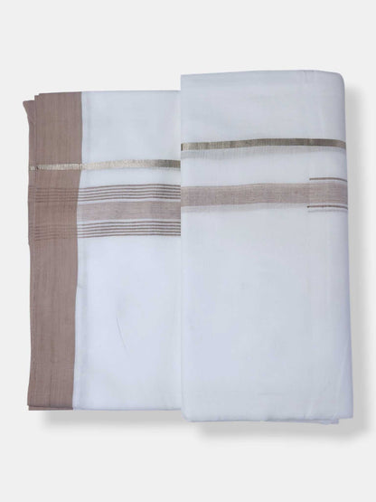 Pure White Cotton Men's Double Dhoti
