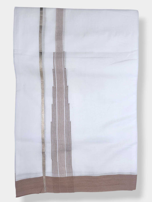 Pure White Cotton Men's Double Dhoti