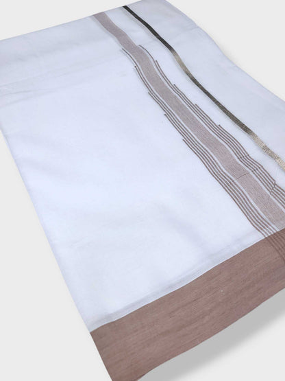 Pure White Cotton Men's Double Dhoti
