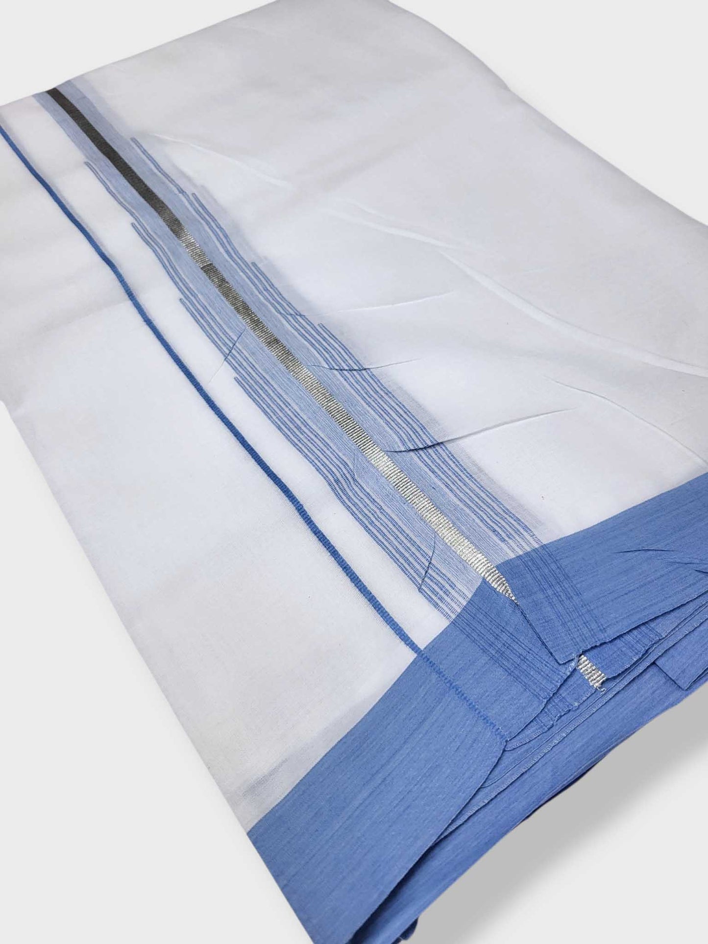 Pure White Cotton Men's Double Dhoti