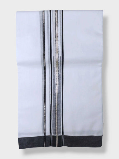 Pure White Cotton Men's Double Dhoti