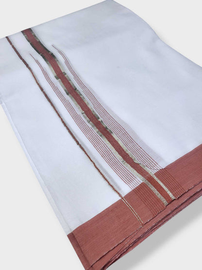 Pure White Cotton Men's Double Dhoti