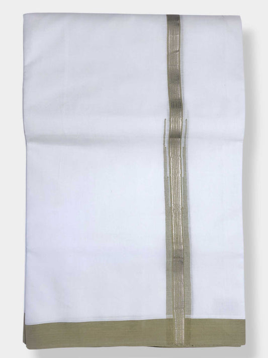 Pure White Cotton Men's Double Dhoti