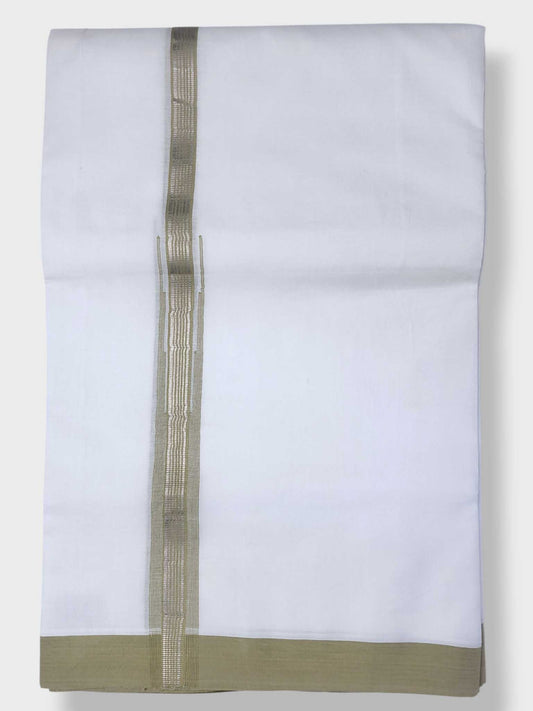Pure White Cotton Men's Double Dhoti
