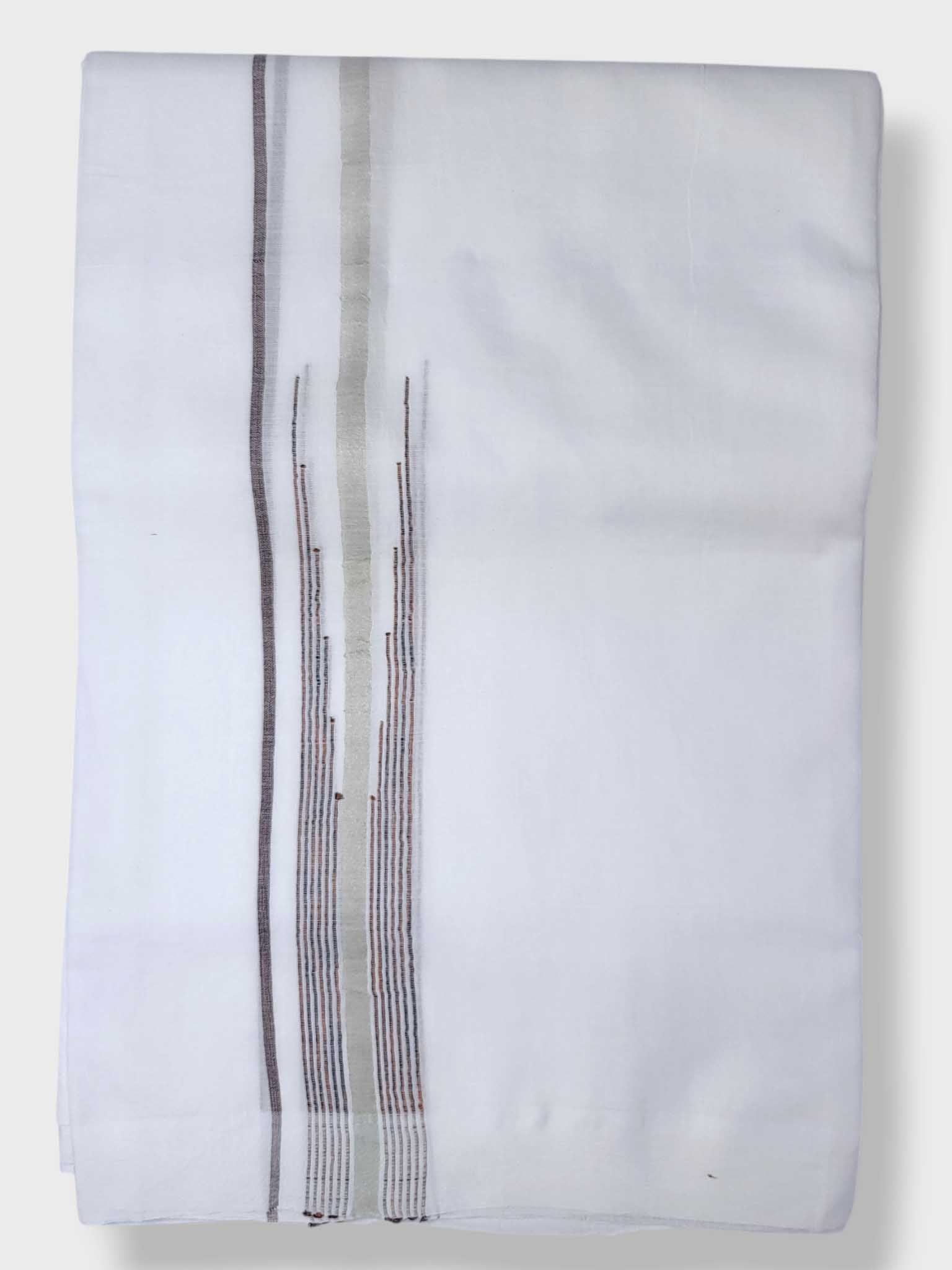 Pure White Cotton Men's Double Dhoti