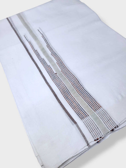 Pure White Cotton Men's Double Dhoti