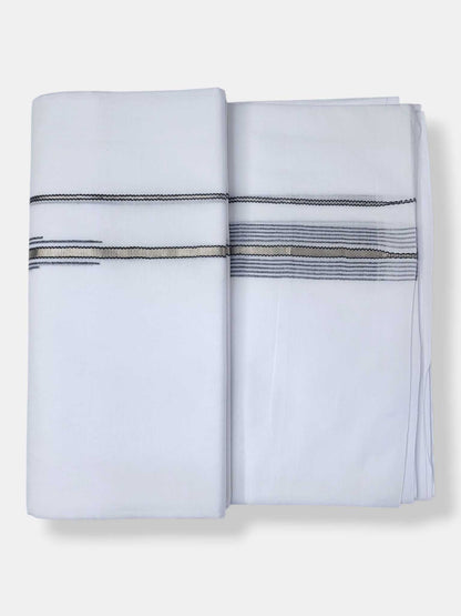 Pure White Cotton Men's Double Dhoti