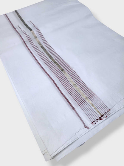 Pure White Cotton Men's Double Dhoti