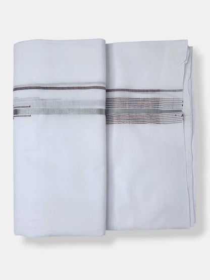 Pure White Cotton Men's Double Dhoti