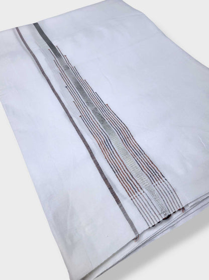 Pure White Cotton Men's Double Dhoti