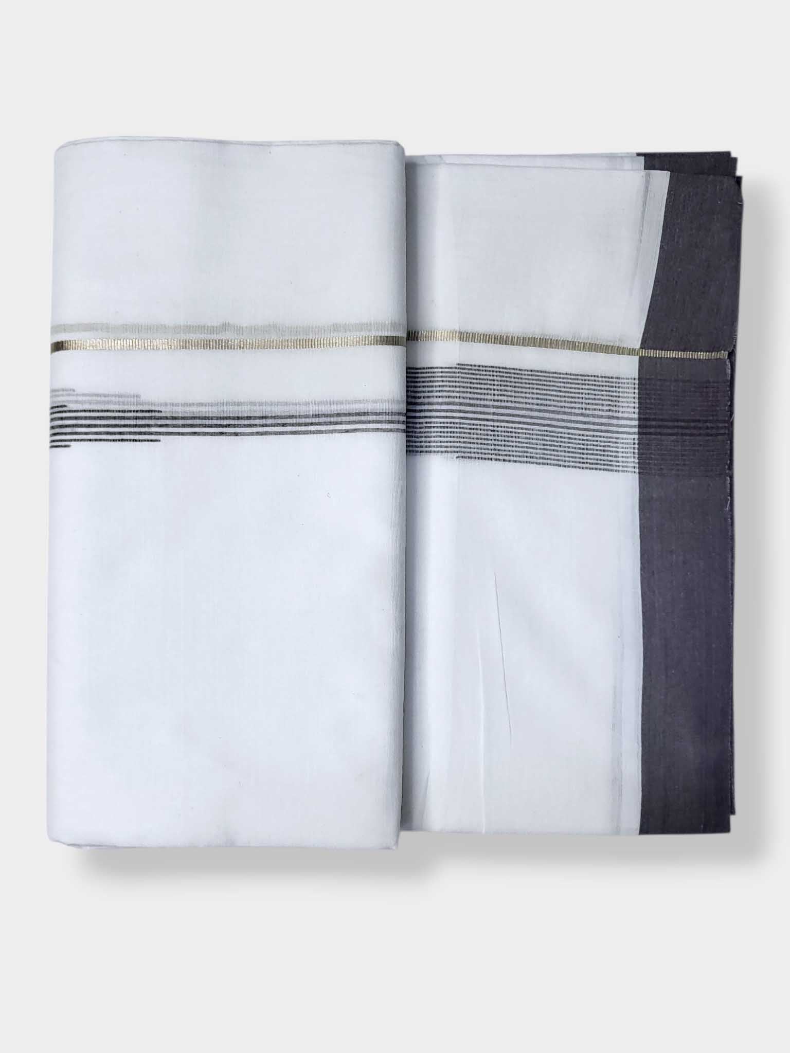 Pure White Cotton Men's Double Dhoti