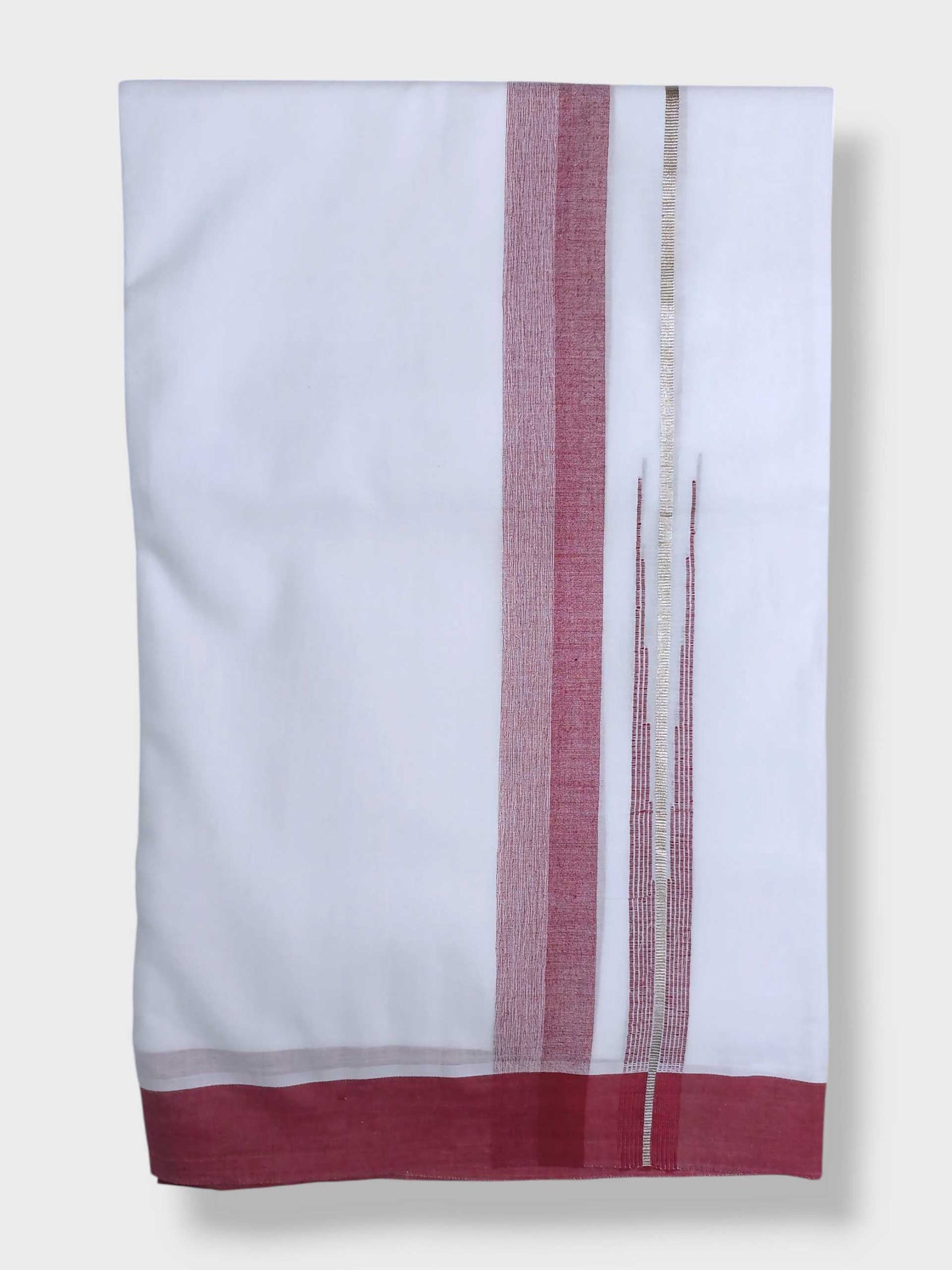 Pure White Cotton Men's Double Dhoti