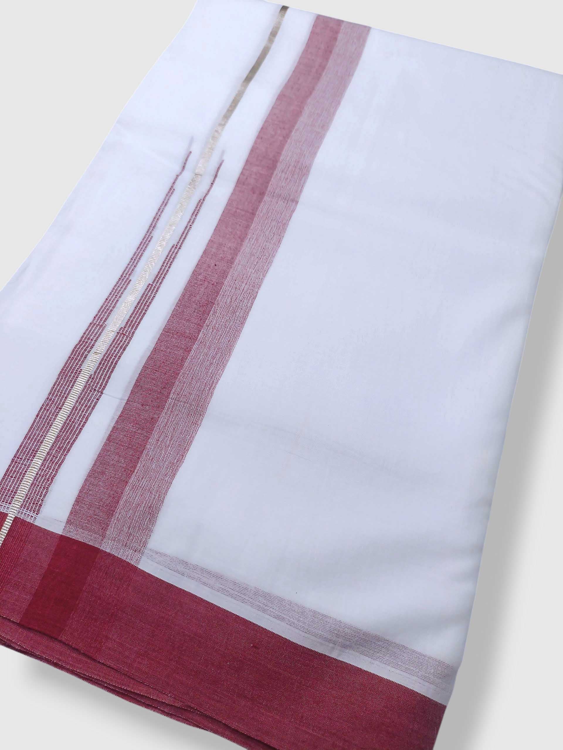 Pure White Cotton Men's Double Dhoti
