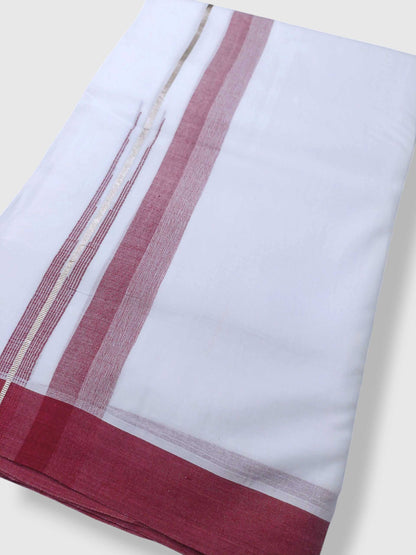 Pure White Cotton Men's Double Dhoti