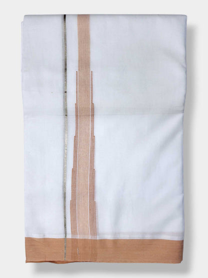 Pure White Cotton Men's Double Dhoti