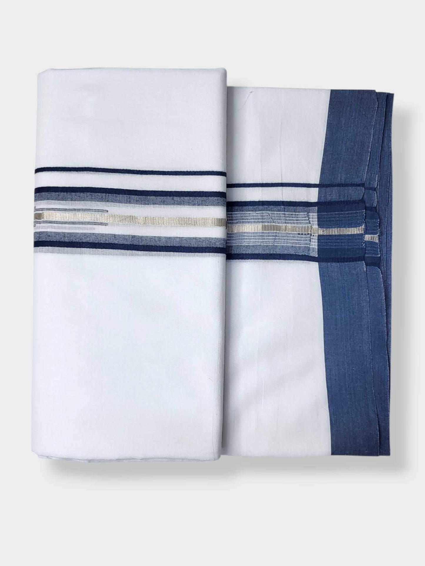 Pure White Cotton Men's Double Dhoti