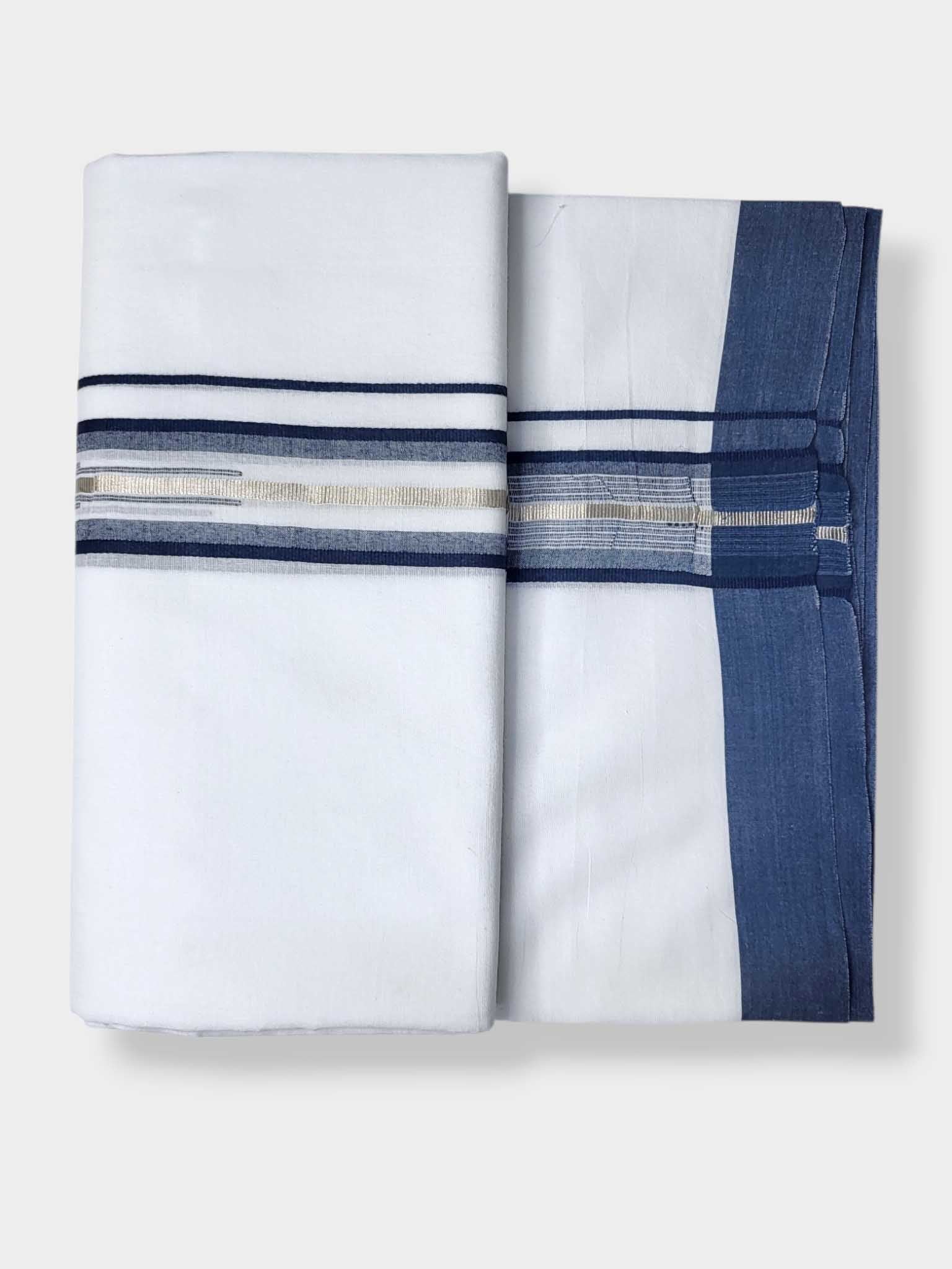 Pure White Cotton Men's Double Dhoti