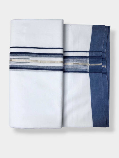Pure White Cotton Men's Double Dhoti