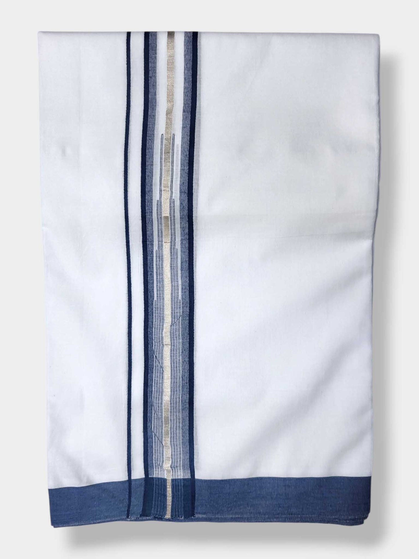 Pure White Cotton Men's Double Dhoti