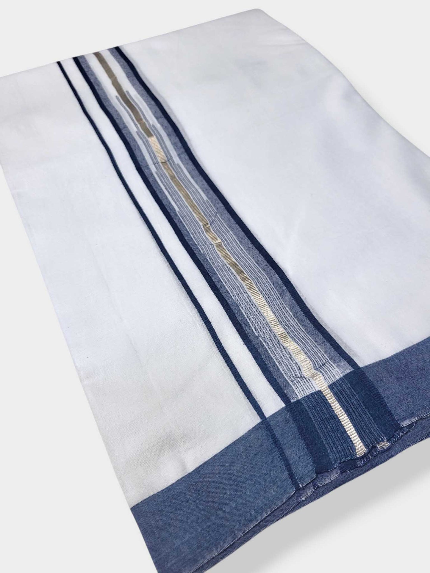 Pure White Cotton Men's Double Dhoti