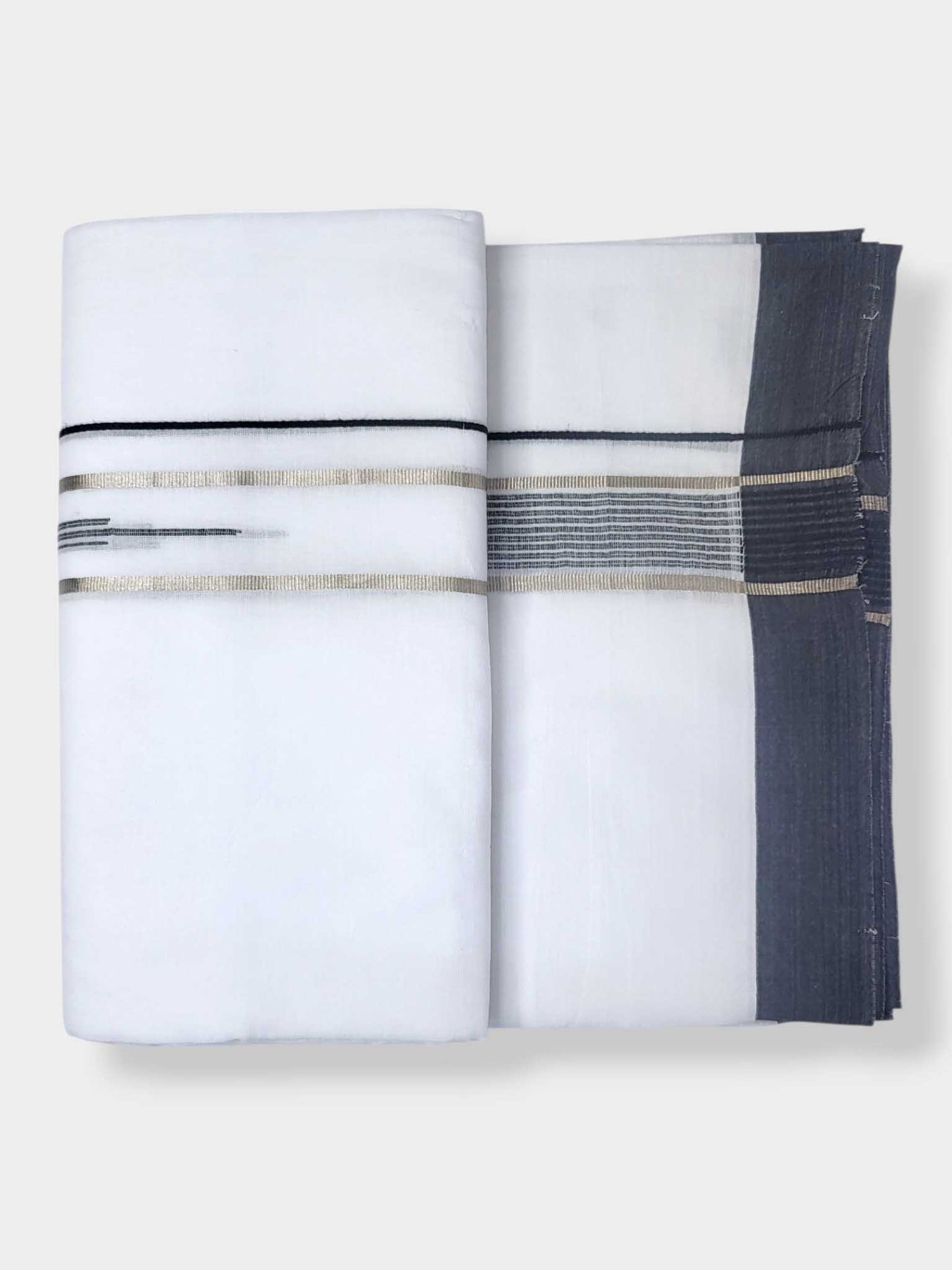 Pure White Chuttikara Double Dhoti with Black Border