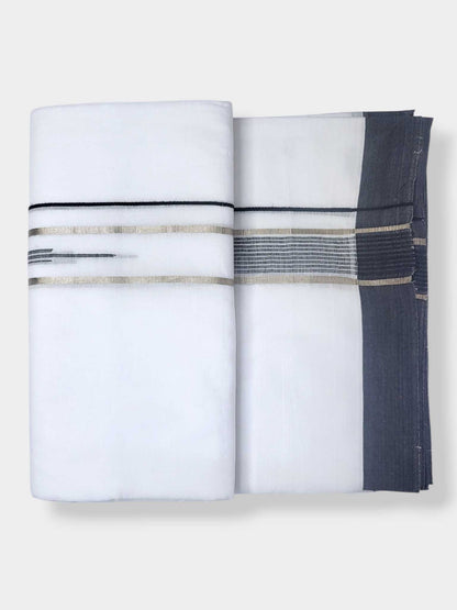Pure White Chuttikara Double Dhoti with Black Border