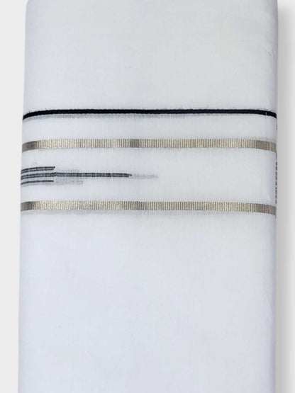 Pure White Chuttikara Double Dhoti with Black Border