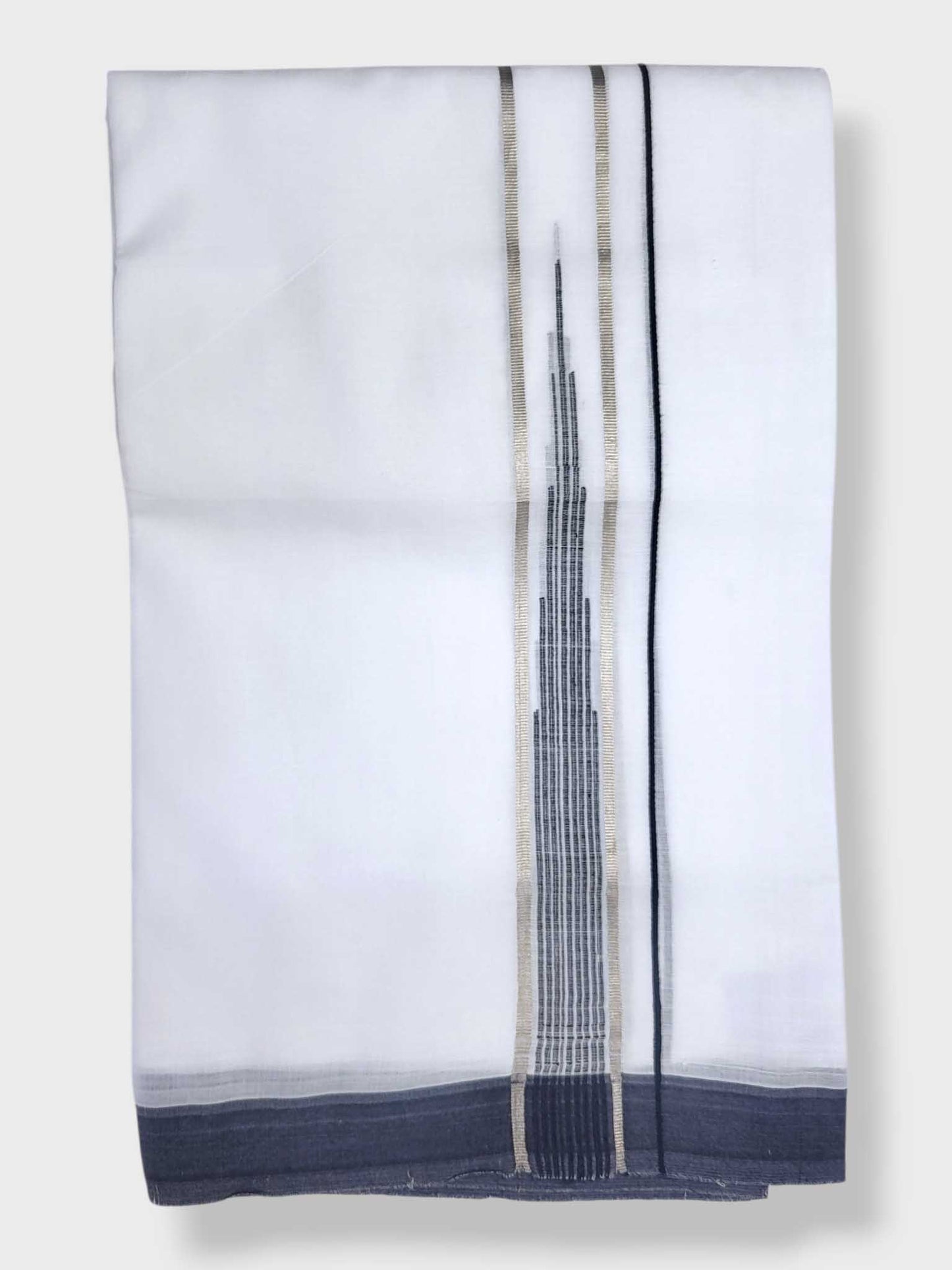 Pure White Chuttikara Double Dhoti with Black Border