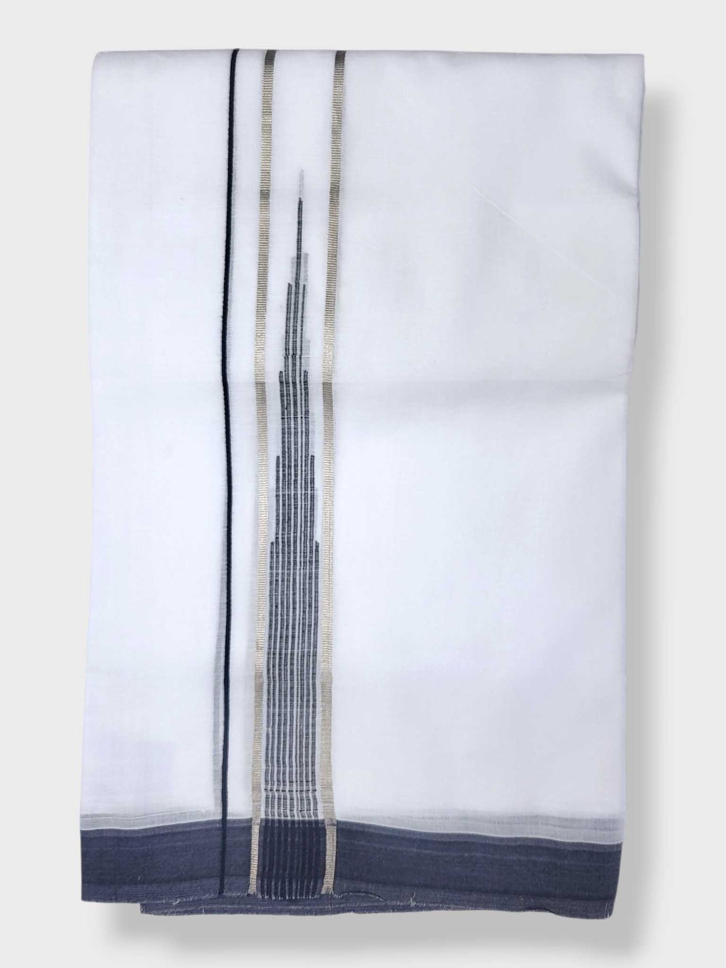 Pure White Chuttikara Double Dhoti with Black Border