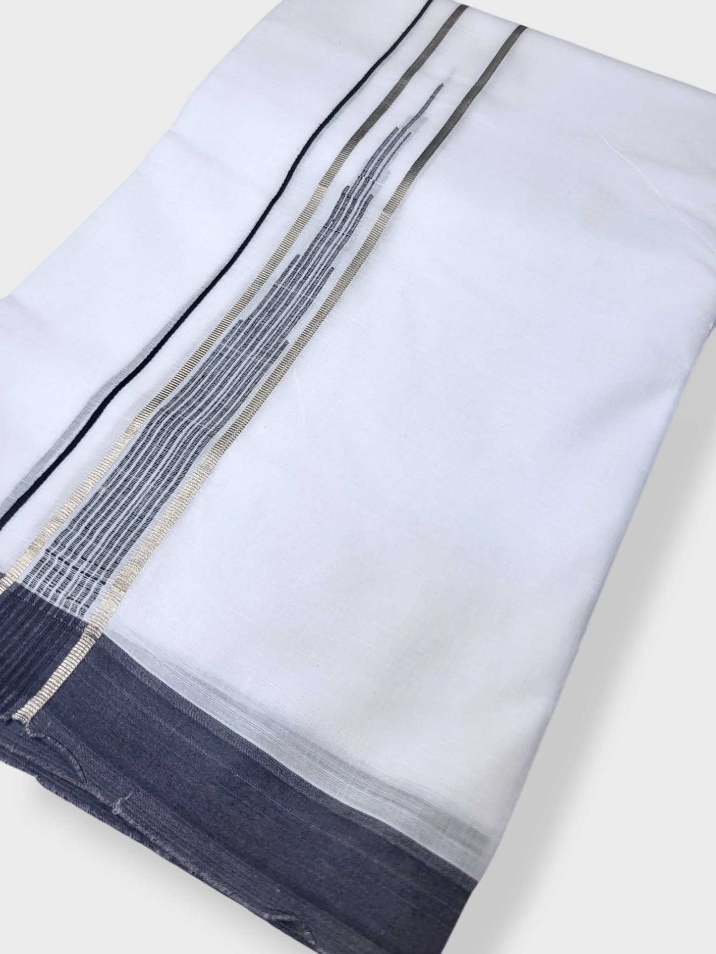 Pure White Chuttikara Double Dhoti with Black Border