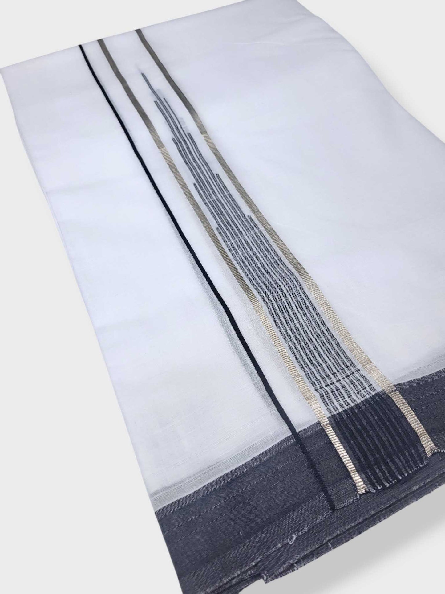 Pure White Chuttikara Double Dhoti with Black Border
