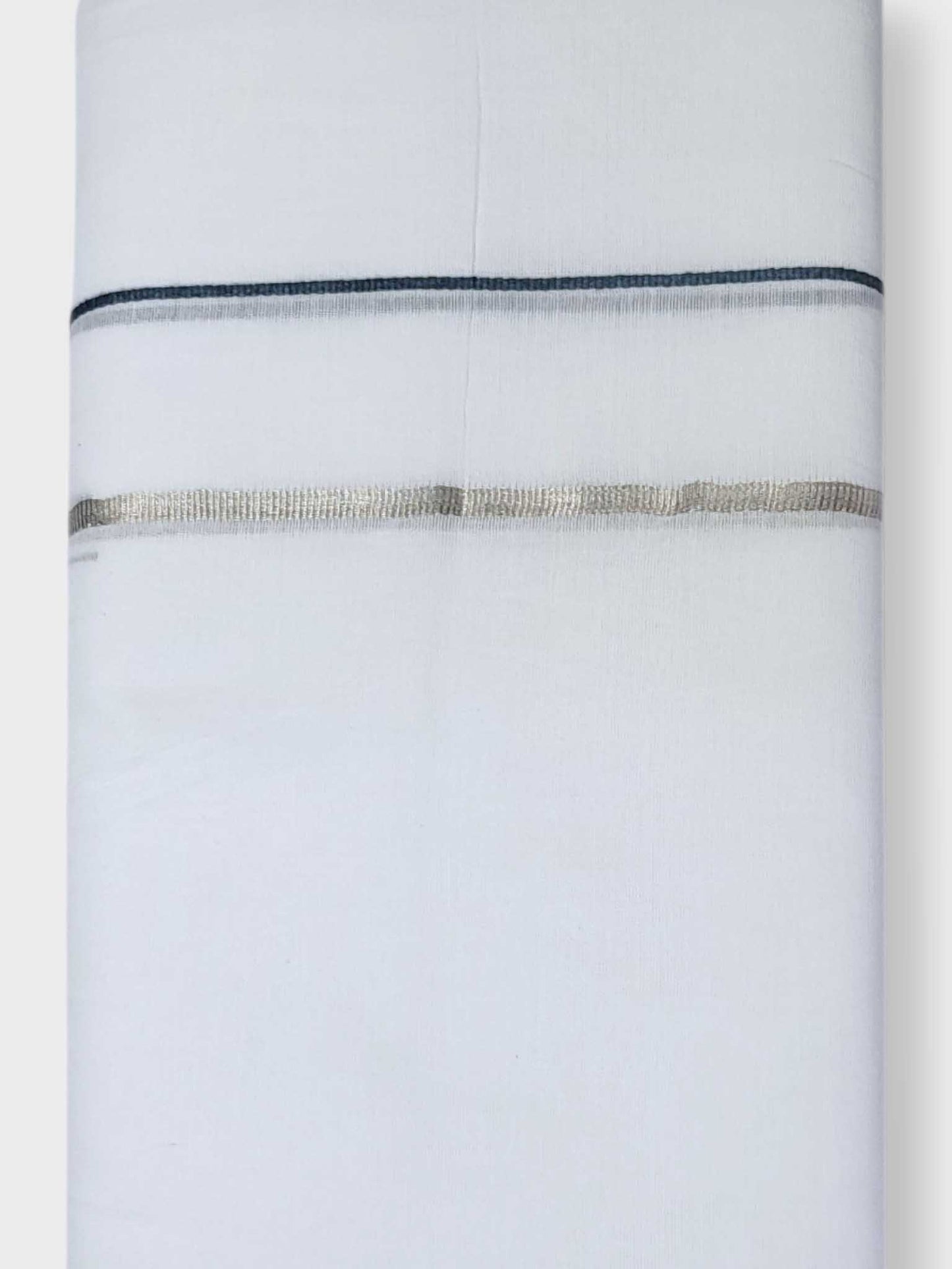 Pure White Chuttikara Double Dhoti with Ash Border