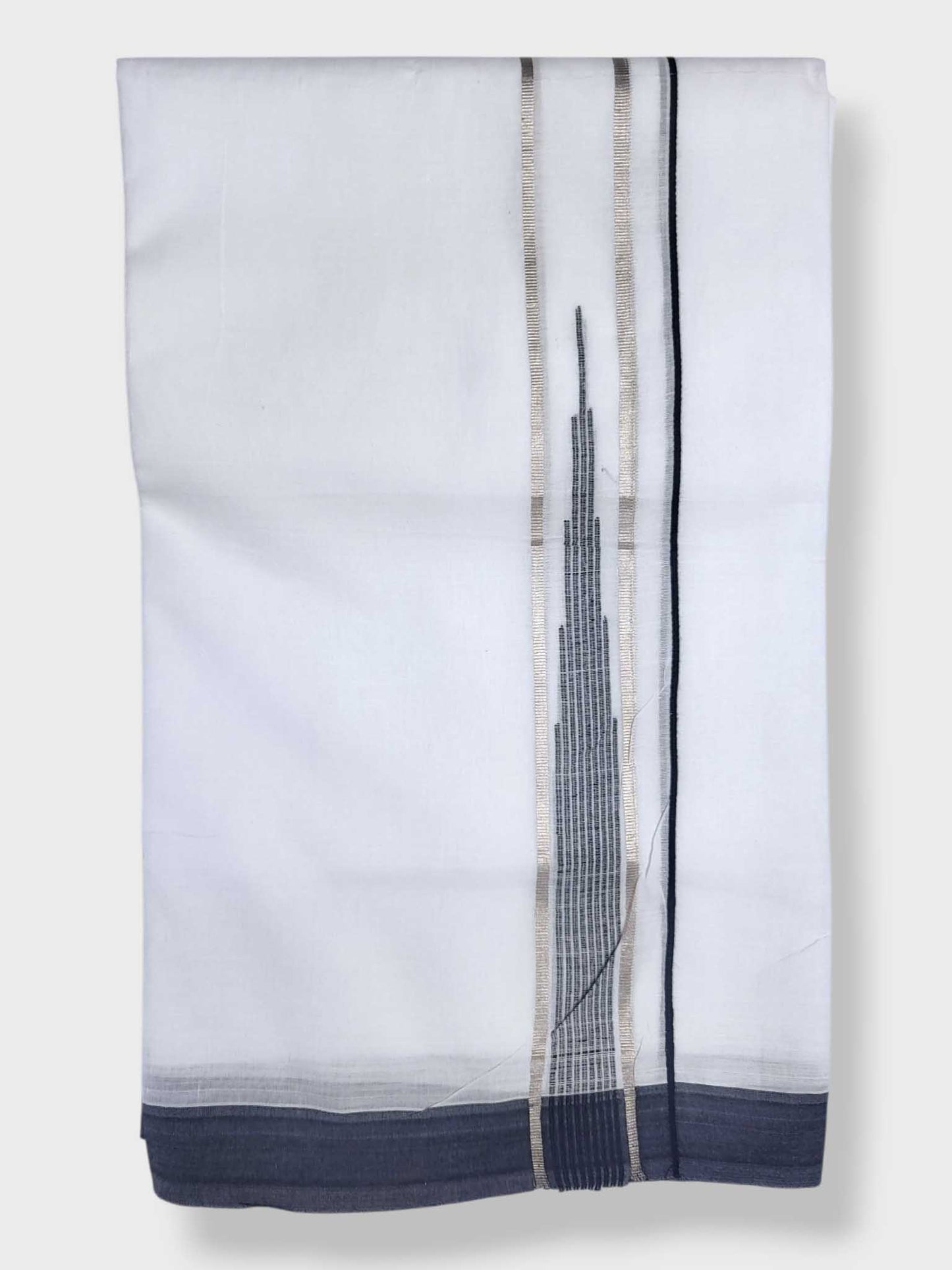 Pure White Chuttikara Double Dhoti with Black Border
